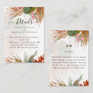 Carte D'accompagnement Pampas Tropical Grass Terracotta Mariage