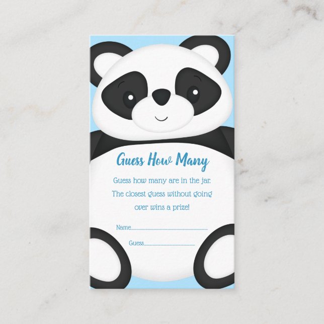 Carte D'accompagnement Panda Baby shower jeu de devination (Devant)