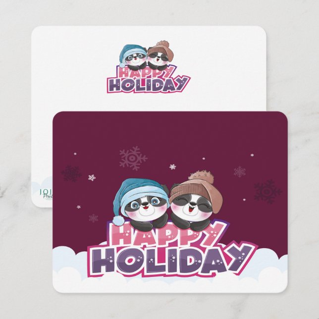 Carte D'accompagnement Panda de vacances heureux (Devant / Derrière)