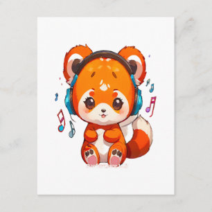 Carte D'accompagnement Panda écoutant de la musique Kpop