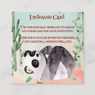 Carte D'accompagnement Panda Tumbling Cute Baby shower des sexes Invitati