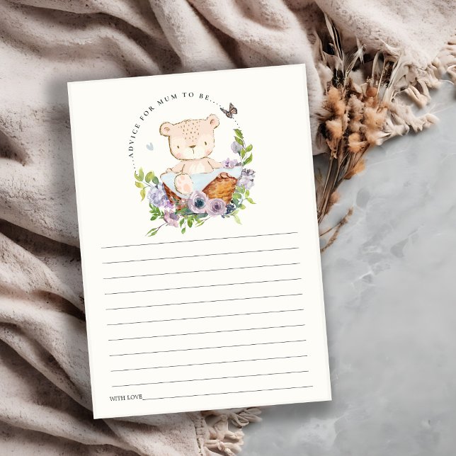 Carte D'accompagnement Panier à fleurs d'ours Bleu Conseils pour maman Ba (Créateur téléchargé)