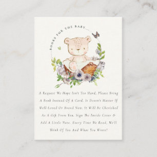Carte D'accompagnement Panier à fleurs d'ours Livres verts pour Baby show