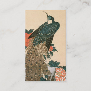 Carte D'accompagnement Paon et Pivoines par Hiroshige Mariage