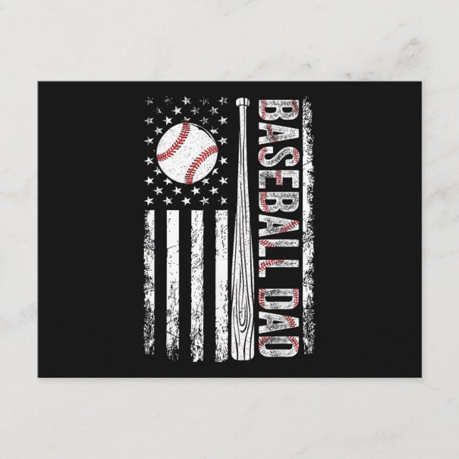Carte D'accompagnement Papa de baseball Drapeau américain Fête des pères  (Devant)