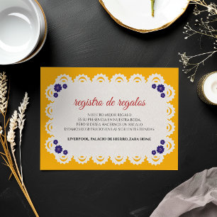 Carte D'accompagnement Papel Picado Jaune Nuestra Boda Mariage Espagnol