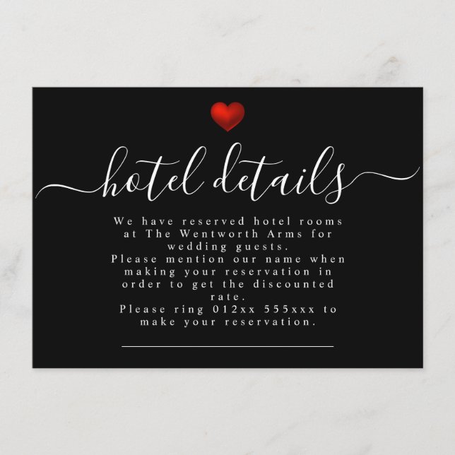 Carte D'accompagnement Papeterie Mariage moderne et simple Red Heart (Devant)