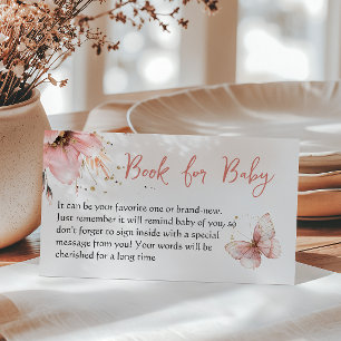Carte D'accompagnement Papier Floral Papillon Boho Rose Pour Baby Shower