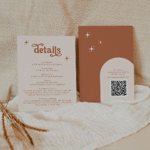 Carte D'accompagnement Papier Mariage Rétro en terre cuite Boho