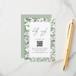 Carte D'accompagnement Papier Peint Fleurs Mariage Eucalyptus Aquarelle