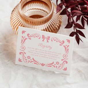 Carte D'accompagnement Papier rose Picado Baby shower Registre code QR
