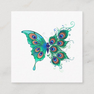 Carte D'accompagnement Papillon aux plumes de paon vert