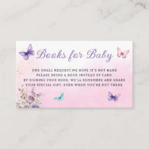 Carte D'accompagnement Papillon moderne livres de baby shower fille pour