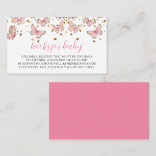 Carte D'accompagnement Papillon rose et or   Livres pour Baby Insert