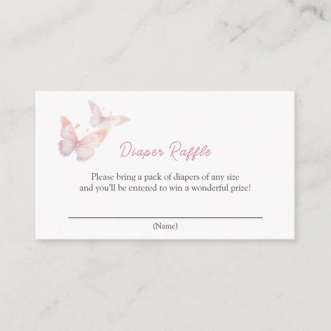 Carte D'accompagnement Papillon sur le chemin Baby shower Déchets Raffle (Devant)