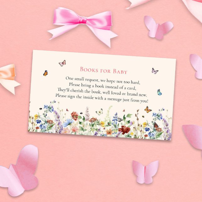 Carte D'accompagnement Papillons & Baby showers floraux Livres pour bébé (Créateur téléchargé)