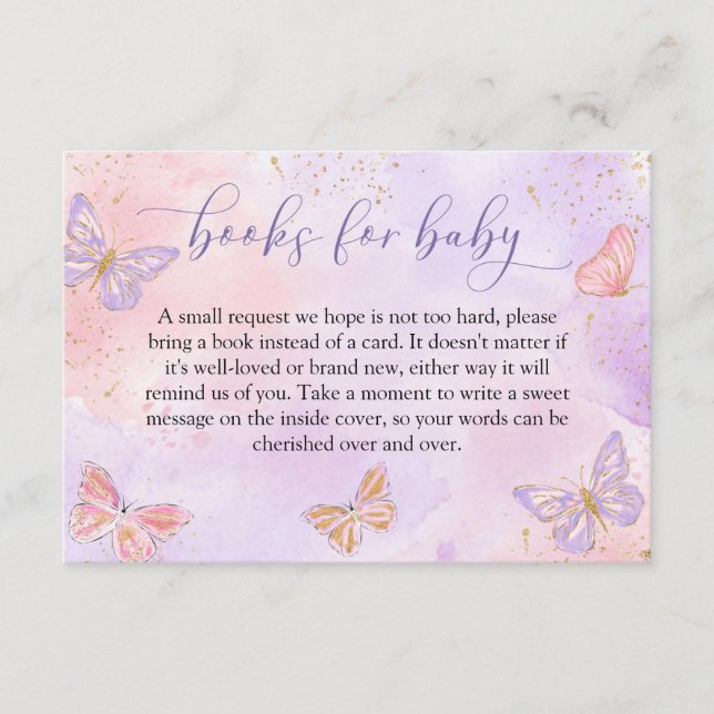 Carte D'accompagnement Papillons Baby showers Livres pour bébé (Devant)