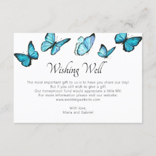 Carte D'accompagnement Papillons bleus. Un Mariage romantique qui veut bi
