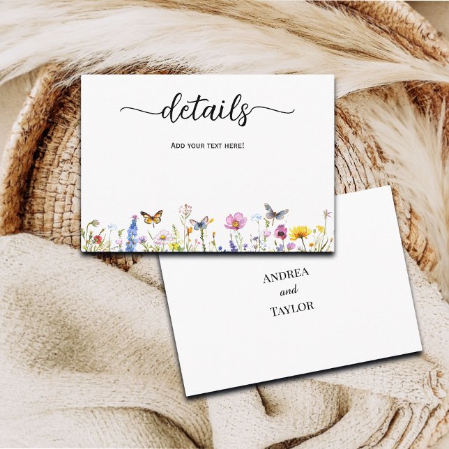 Carte D'accompagnement Papillons fleur sauvage - Détails du Mariage (Créateur téléchargé)