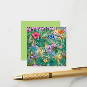 Carte D'accompagnement Papillons Fleurs Fantaisie Jungle Enjouée