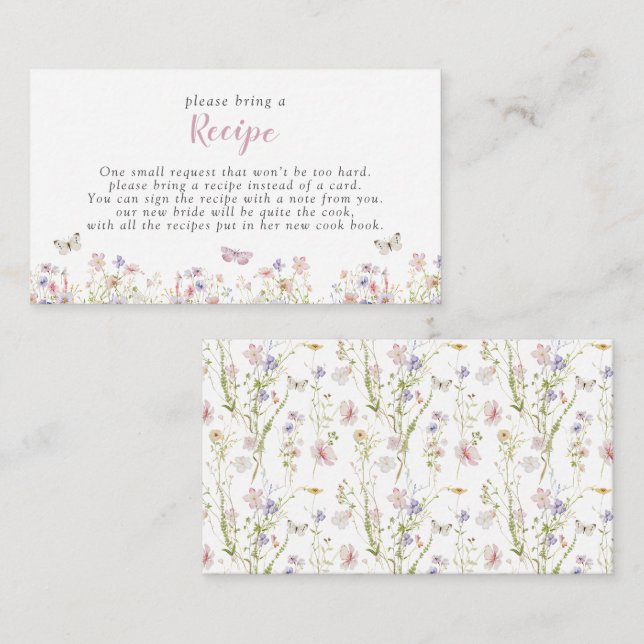 Carte D'accompagnement Papillons Floral Rose S'Il Vous Plaît Apporter Une (Devant / Derrière)