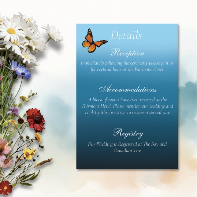 Carte D'accompagnement Papillons Monarque Blue Ombre (Créateur téléchargé)