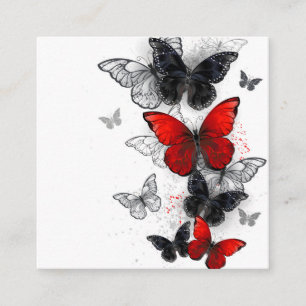 Carte D'accompagnement Papillons noirs et rouges volants