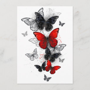 Carte D'accompagnement Papillons noirs et rouges volants