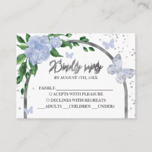 Carte D'accompagnement Papillons Quinceanera Dusty Blue Blush Gown