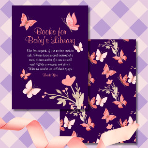 Carte D'accompagnement Papillons rose violet moderne Livres Pour Bébé