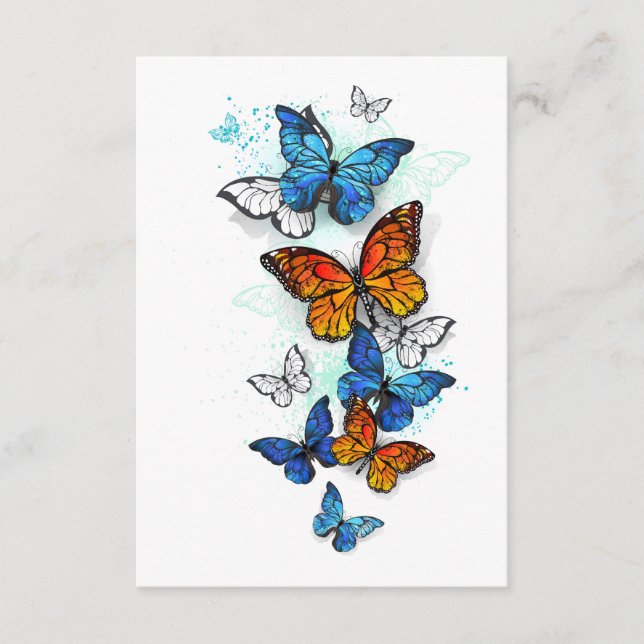 Carte D'accompagnement Papillons volants Morpho et Monarch (Devant)
