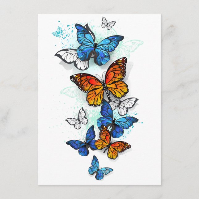 Carte D'accompagnement Papillons volants Morpho et Monarch (Devant)