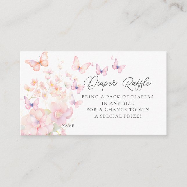 Carte D'accompagnement Papillons Whimsical Diaper Raffle (Devant)