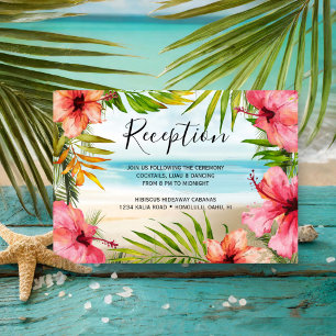 Carte D'accompagnement Paradis de l'île   Réception Tropical Beach Weddin