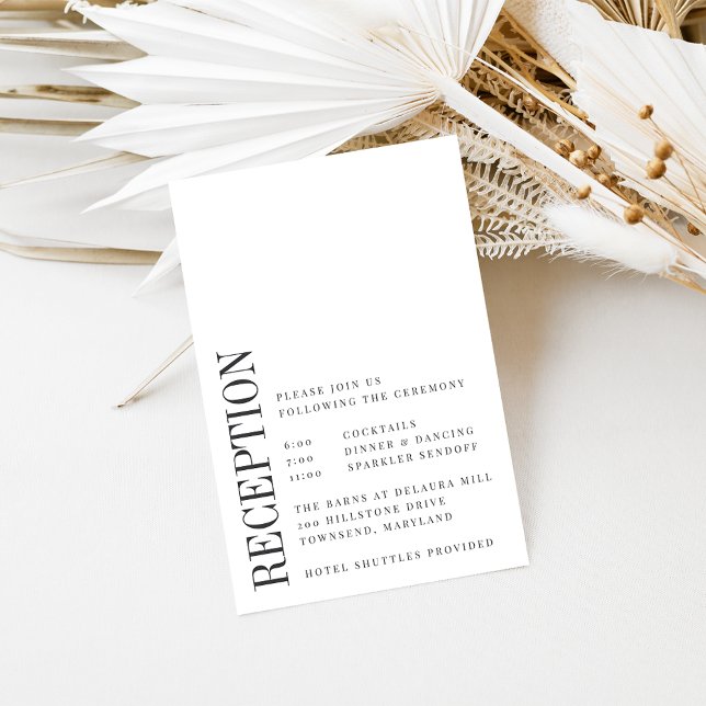 Carte D'accompagnement Parallèle | Réception de mariage moderne en noir e (Créateur téléchargé)
