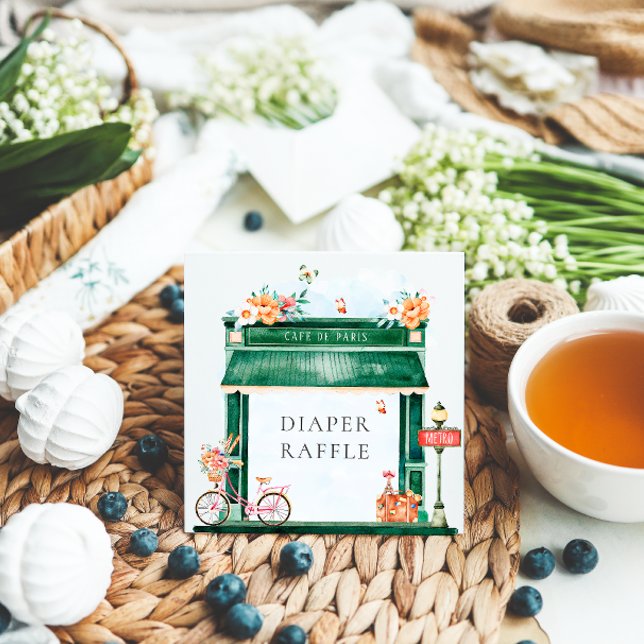Carte D'accompagnement Paris Café Boulangerie Aquarelle Raffle En (Créateur téléchargé)