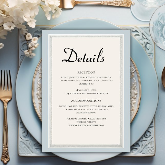 Carte D'accompagnement Paris Eiffel Tour Poudrière Bleu Mariage Détails (Créateur téléchargé)