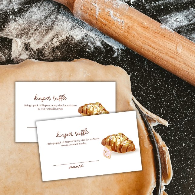 Carte D'accompagnement Paris Pâtisserie Croissant Baby shower Raffle (Paris Pastry Croissant Diaper Raffle Baby Shower Enclosure Card)