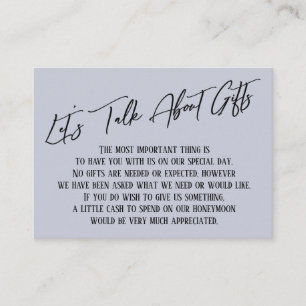 Carte D'accompagnement Parlons de cadeaux écriture manuscrite Dusty Blue