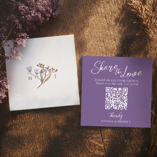 Carte D'accompagnement Partage de photo QR mariage chute fleur sauvage mo