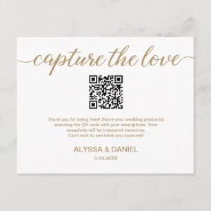 Carte D'accompagnement Partage de photos mariage de code QR blanc or