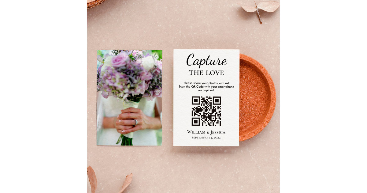 Carte D'accompagnement Partage Photo mariage Avec Code QR Et Photo