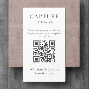 Carte D'accompagnement Partager des photos de Mariage avec le code QR