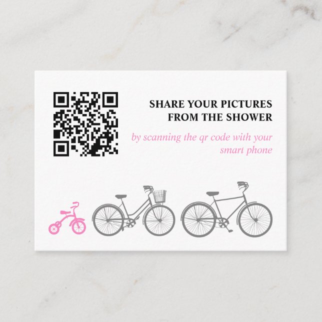 Carte D'accompagnement Partager photo de bicyclette rose (Devant)