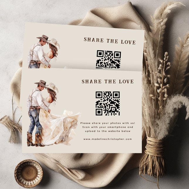 Carte D'accompagnement Partagez le code QR Love Rustic Western Mariage (Créateur téléchargé)