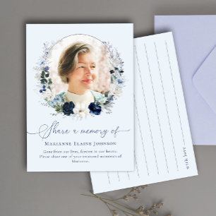 Carte D'accompagnement Partagez une mémoire Bleue Florale Célébration de