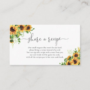 Carte D'accompagnement Partagez une recette pour la Baby Shower Tournesol