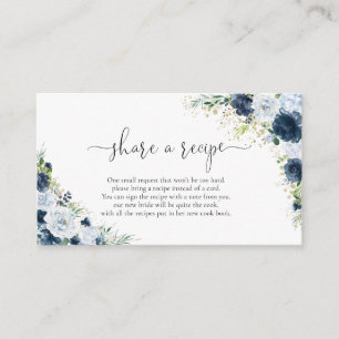 Carte D'accompagnement Partagez une recette pour une Baby Shower Bleu mar