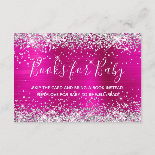 Carte D'accompagnement Parties scintillant d'argent Hot rose Foil Livres  (Devant)
