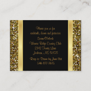 Carte D'accompagnement Parties scintillant d'or Confetti et Black Eleganc